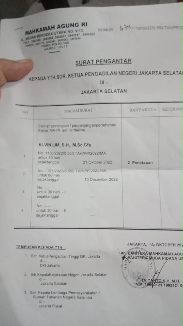 Penahanan Alvin Lim Diduga Kriminalisasi Dan Pesanan Oknum, Ini Bukti Suratnya