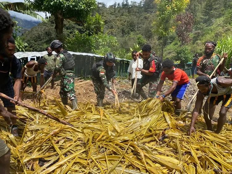 Pos Beoga Bakar Batu di Puncak Papua, Rayakan Natal Bersama Warga