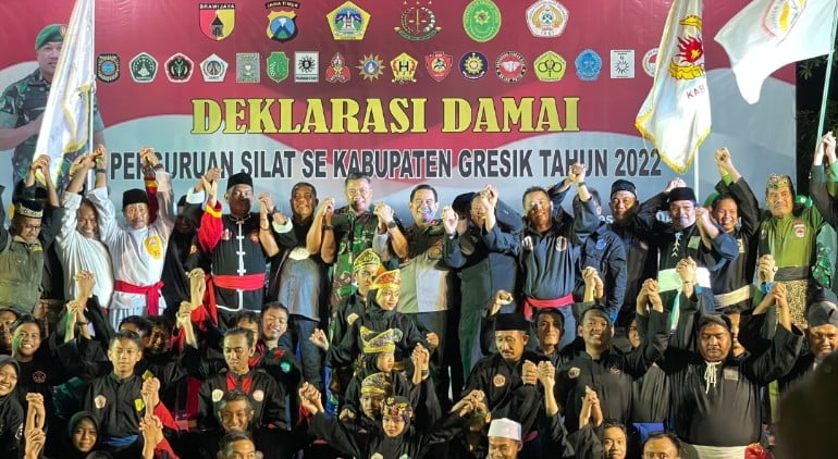 Bersama Polres Gresik, Perguruan Pencak Silat Gelar Deklarasi Damai