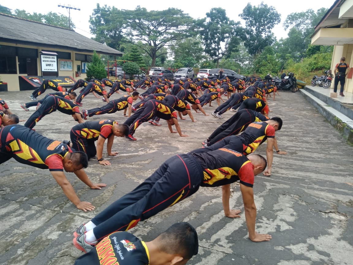 Danyon A Pelopor Olahraga Pagi Bersama Anggota Guna Menjaga Kebugaran Tubuh