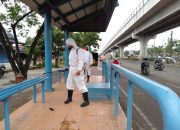 Brimob Palembang tetap rutin Lakukan Penyemprotan Disinfektan