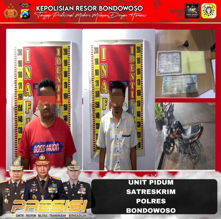 Polres Bondowoso Berhasil Ringkus 2 Pelaku Pencurian Sepeda Motor