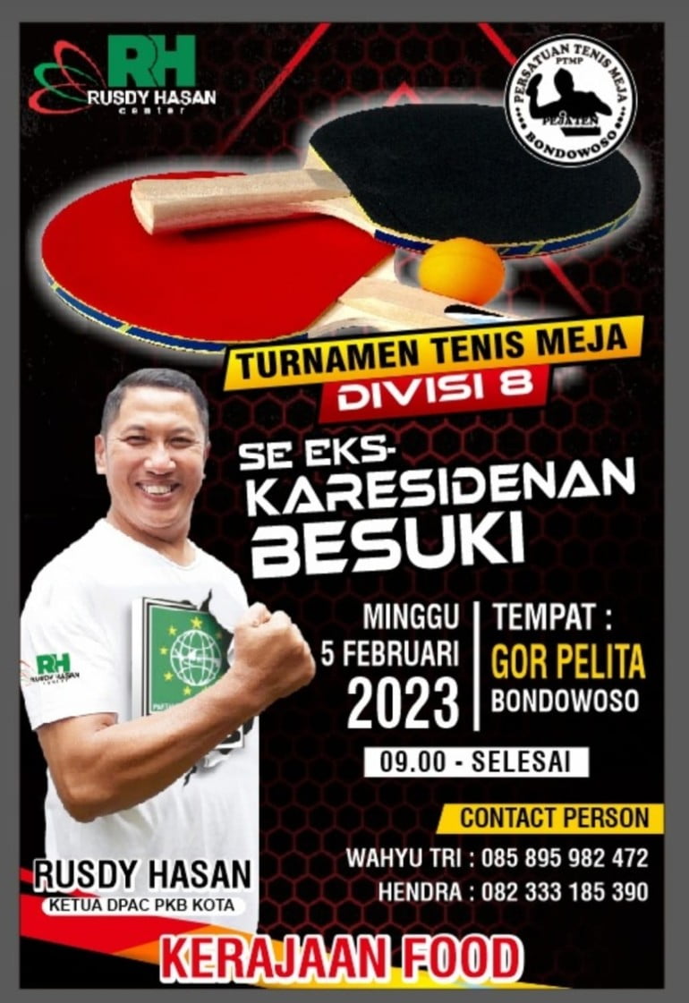 Bondowoso Jadi Tuan Rumah Kejuaraan Tenis Meja Karesidenan Besuki 