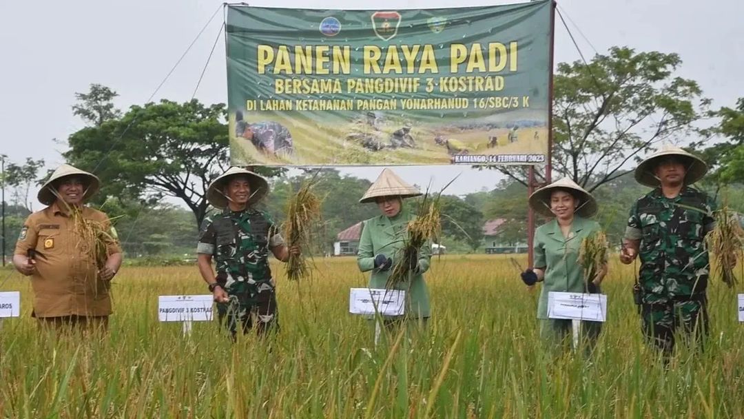 Hasil Program Ketahanan Pangan, Yonarhanud 16 Kostrad Panen Raya Bersama Pangdivif 3 Kostrad