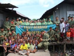 Prajurit Kostrad Jangkau Daerah Pelosok Timur, Yonif R 755 Kostrad Berbagi Untuk Masyarakat Merauke