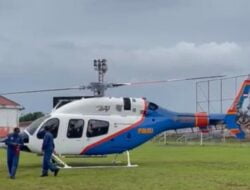 Pilot Helikopter Polda Jatim Lakukan Alternatif Landing di Tulungagung Untuk Keselamatan