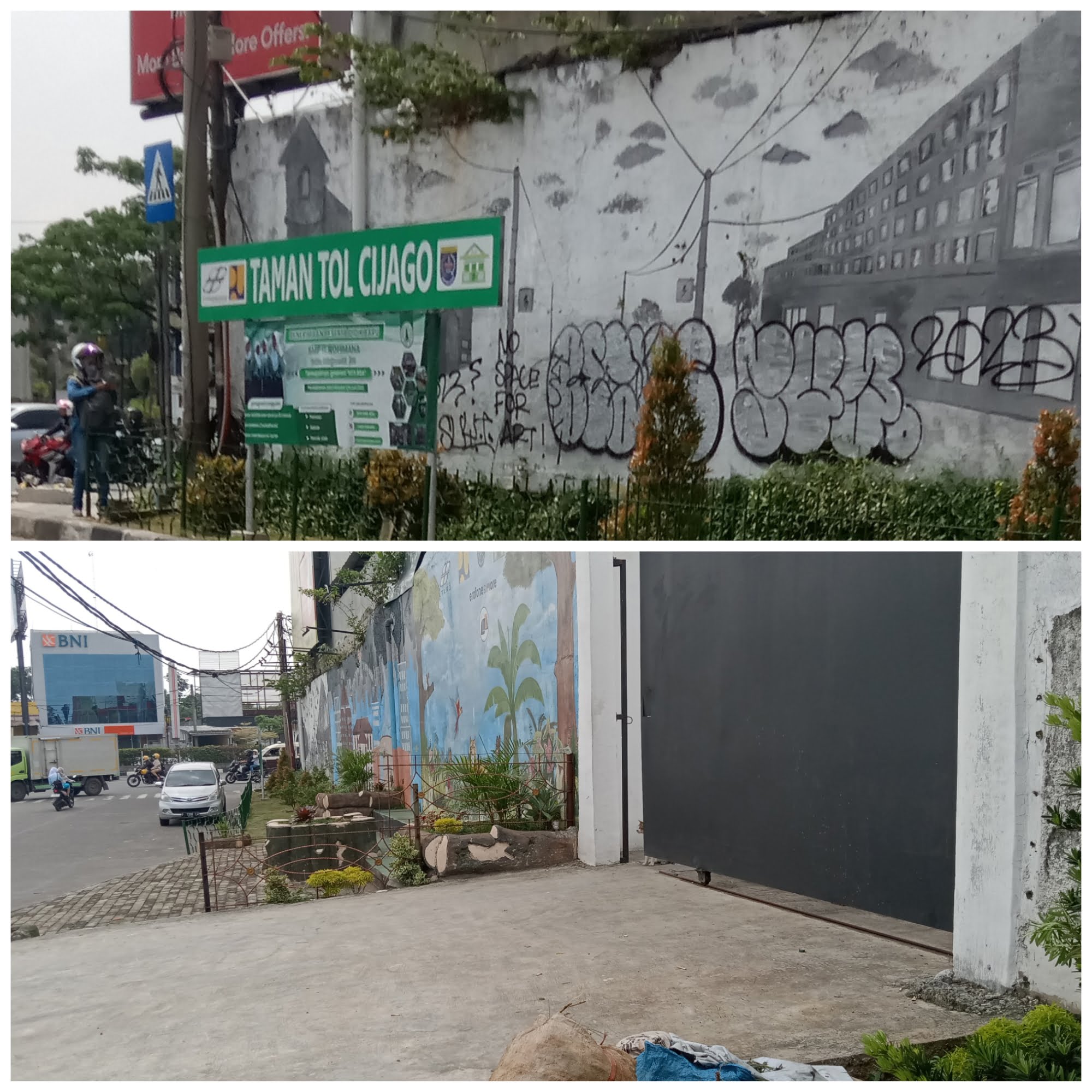 Lahan Taman Tol Cijago Sebagian di Pangkas Akses Jalan Pintu Samping Gedung Erafone Margonda Depok