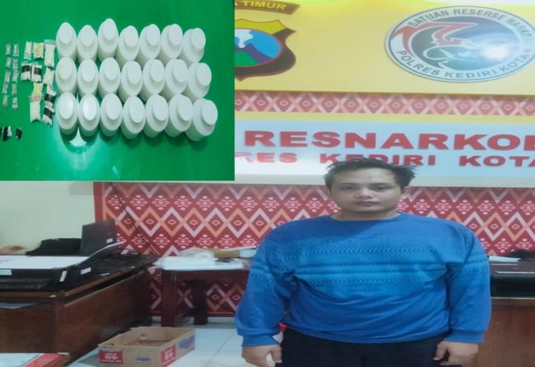 Polres Kediri Kota Ringkus Pengedar Narkoba Berbagai Jenis dan 22 Ribu Pil Doble L 
