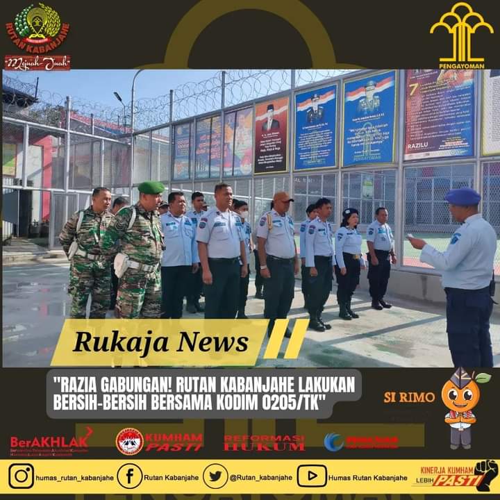 Razia Gabungan Rutan Kabanjahe Bersama Kodim 0205/TK Lakukan Bersih-bersih