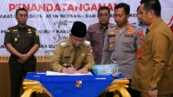 Bupati Lampung Utara, H. Budi Utomo, S.E M.M., Menandatangani Nota Kesepakatan Kerja sama antara Pemerintah dengan Instansi Vertikal dan BUMN
