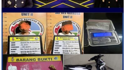 Dua Orang yang diduga Kurir Narkoba Jenis Sabu Di Aman Kan Satres Narkoba Polres Pali