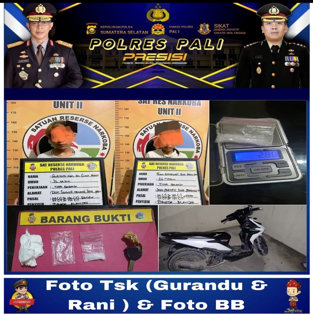 Dua Orang yang diduga Kurir Narkoba Jenis Sabu Di Aman Kan Satres Narkoba Polres Pali