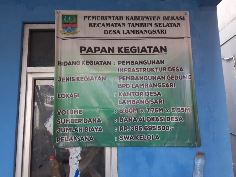 Diduga Bermasalah, Pembangunan Kantor BPD Lambang Sari Bekasi Mangkrak