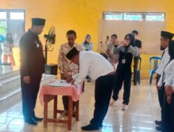 Jajaran Polres Pali Melalui Polsek Tanah Abang Memberikan Himbauan Kamtibmas dan Penggalangan Terhadap Kepala Desa Serta Perangkat Desa Yang Baru dan Perangkat Desa Yang Lama Desa Sukaraja