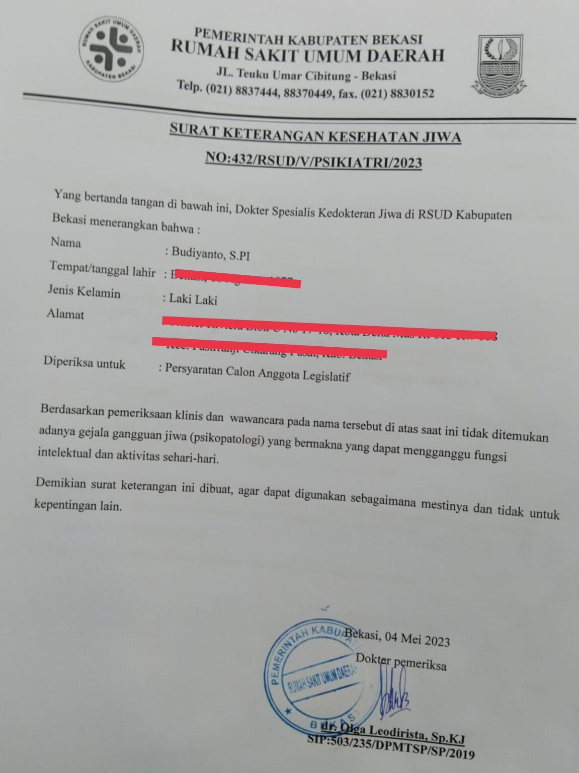 Budiyanto, S.Pi Calon DPD RI Dapil Jawa Barat telah melengkapi Berkas Persyaratan