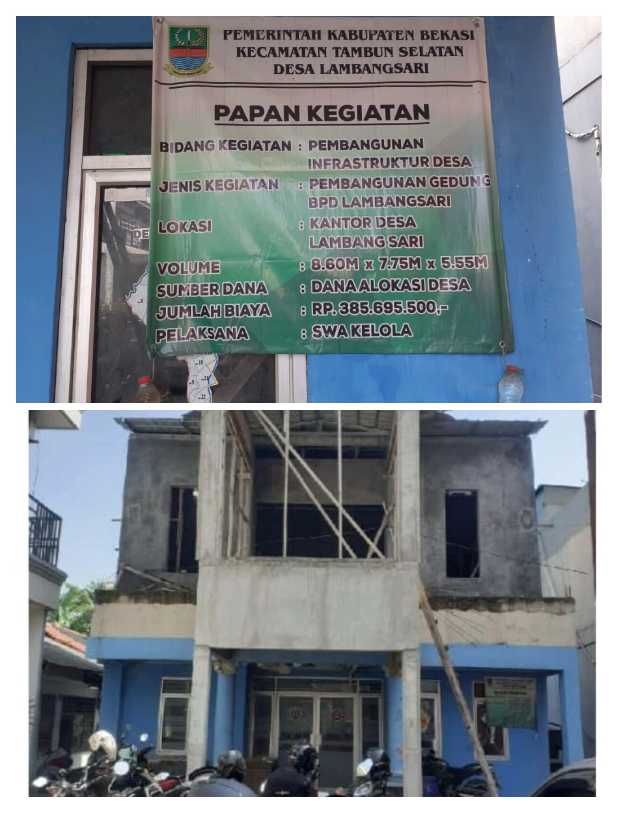 Janggal Penggunaan Dana Desa di Lambang Sari, Inspektorat Kab.Bekasi akan Periksa