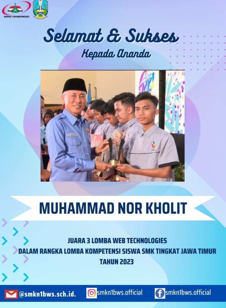 SMKN 1 Bondowoso Juara 3 LKS Provinsi Jawa Timur