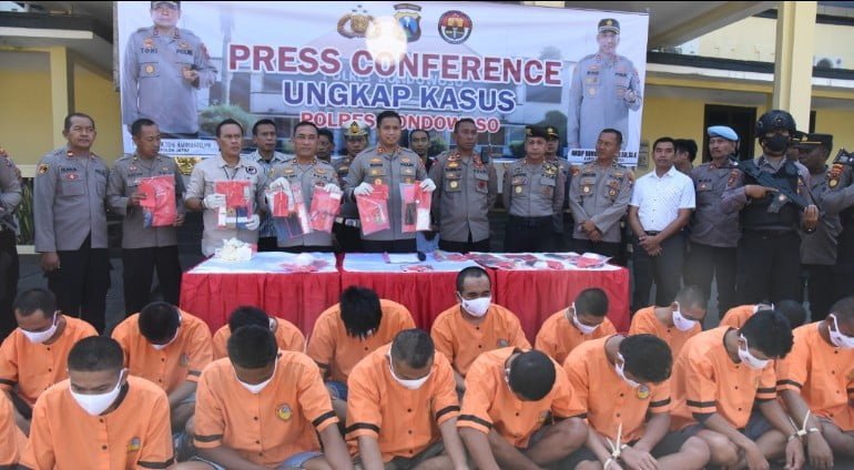 OPS Sikat Semeru 2023, Polres Bondowoso Berhasil Ungkap 14 Kasus Narkoba 16 Tersangka Diamankan