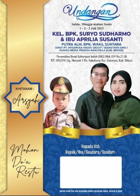 Undangan Tasyakuran Khitanan Ananda Arsyah Ramadhan Benka Rizqi