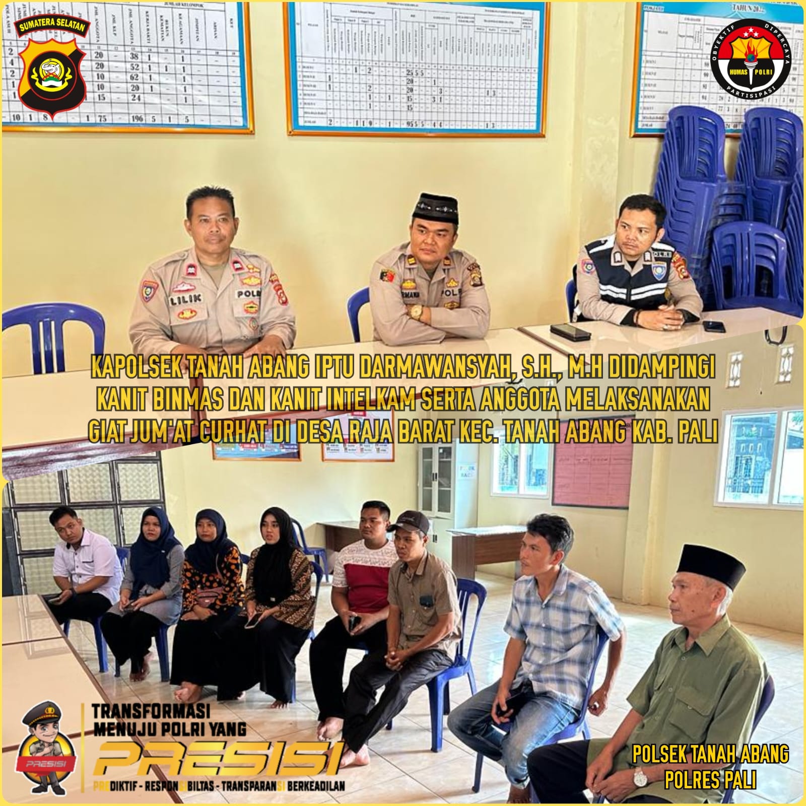 Kapolsek Tanah Abang Gelar Jumat Curhat Di Desa Raja Jaya