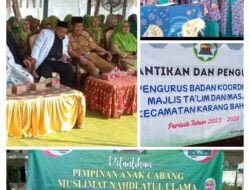 Pengukuhan Pengurus BKMM dan Muslimat NU Tingkat Kecamatan Karangbahagia, Camat Karnadi, S.Sos Fasilitasi Tempat Acara