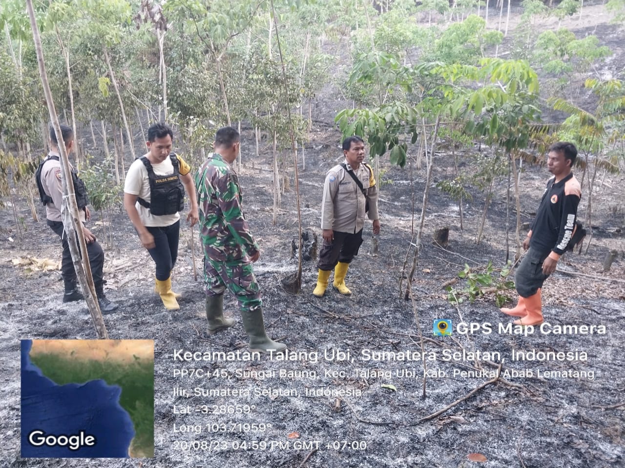 Polsek Talang Ubi Kabupaten PALI Temukan Titik Hotspot Kebakaran Hutan dan Lahan