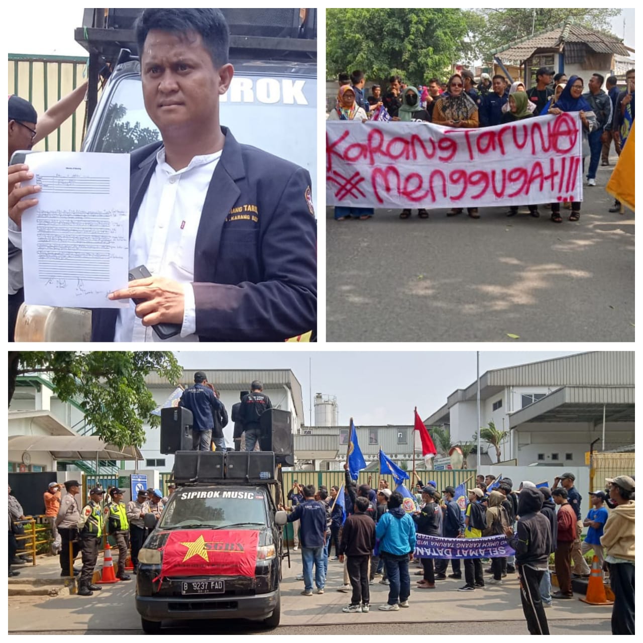 Aksi Demo Damai Karang Taruna Wibawa Mukti Desa Karang Baru Di Depan PT Sari Roti Jababeka