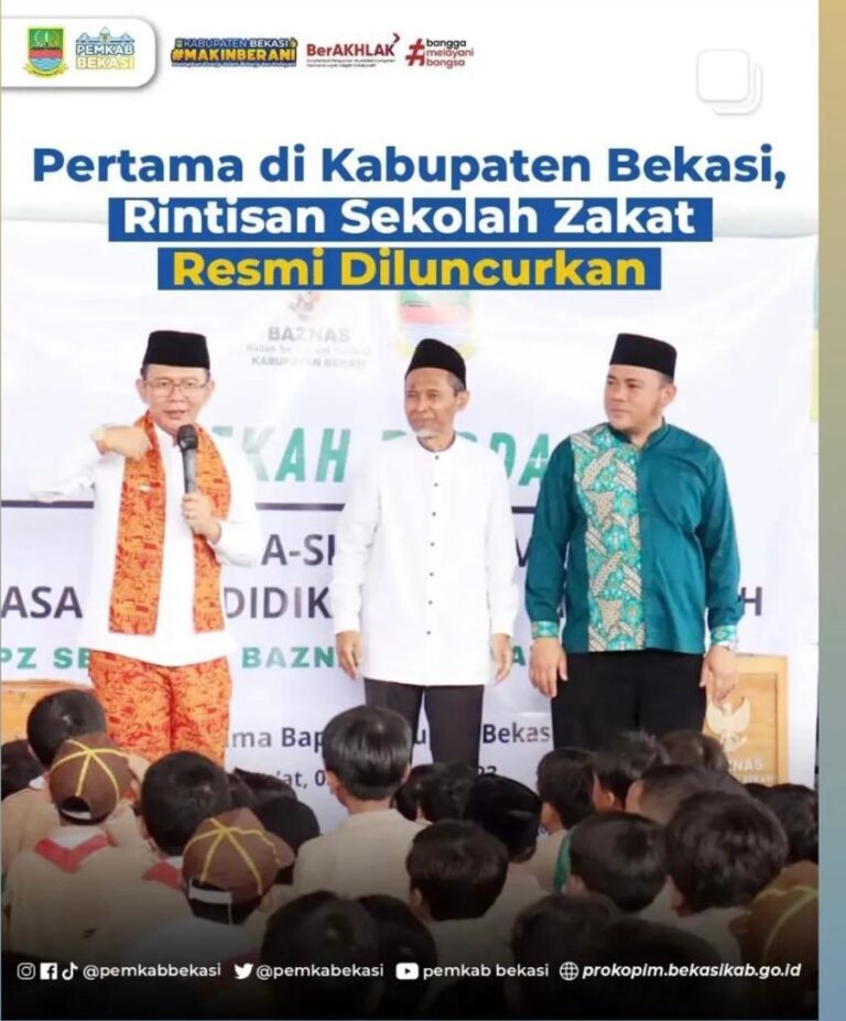 BAZNAS Launching ” Rintisan Sekolah Zakat ” Ajak Para Siswa-Siswi Sodhakoh Bersama PJ. Bupati Bekasi