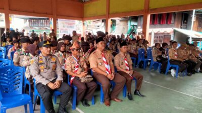 Polsek Penukal Utara Lakukan Giat Keamanan Pramuka di Kampung Inggris Desa Tempirai