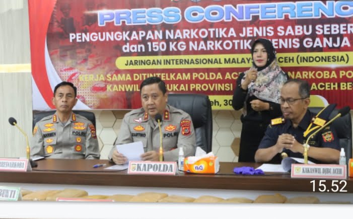 Polda Aceh Berhasil Gagalkan Narkotika Jenis Sabu Seberat 20 Kg Dan Ganja Seberat 150 Kg