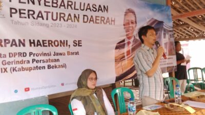 H. Irpan Haeroni, SE Anggota Komisi 5 DPRD provinsi Fraksi Gerinda Kabupaten Bekasi Sosialisasi Penyebarluasan Peraturan Daerah