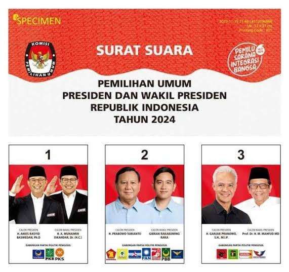 Begini Penampakan Detail Surat Suara Pilpres 2024