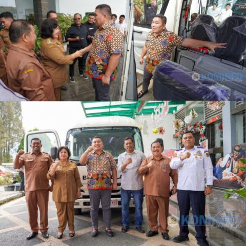 Bupati Karo Menerima Bantuan Bus Sekolah Program Aspirasi dari anggota DPR RI Bob Andika Mamana Sitepu SH