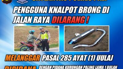 Kepolisian Resort PALI  Saat Ini Tengah Gencar Mensosialisasikan Larangan Penggunaan knalpot Motor Yang Tidak Sesuai Dengan Standar Atau Brong.