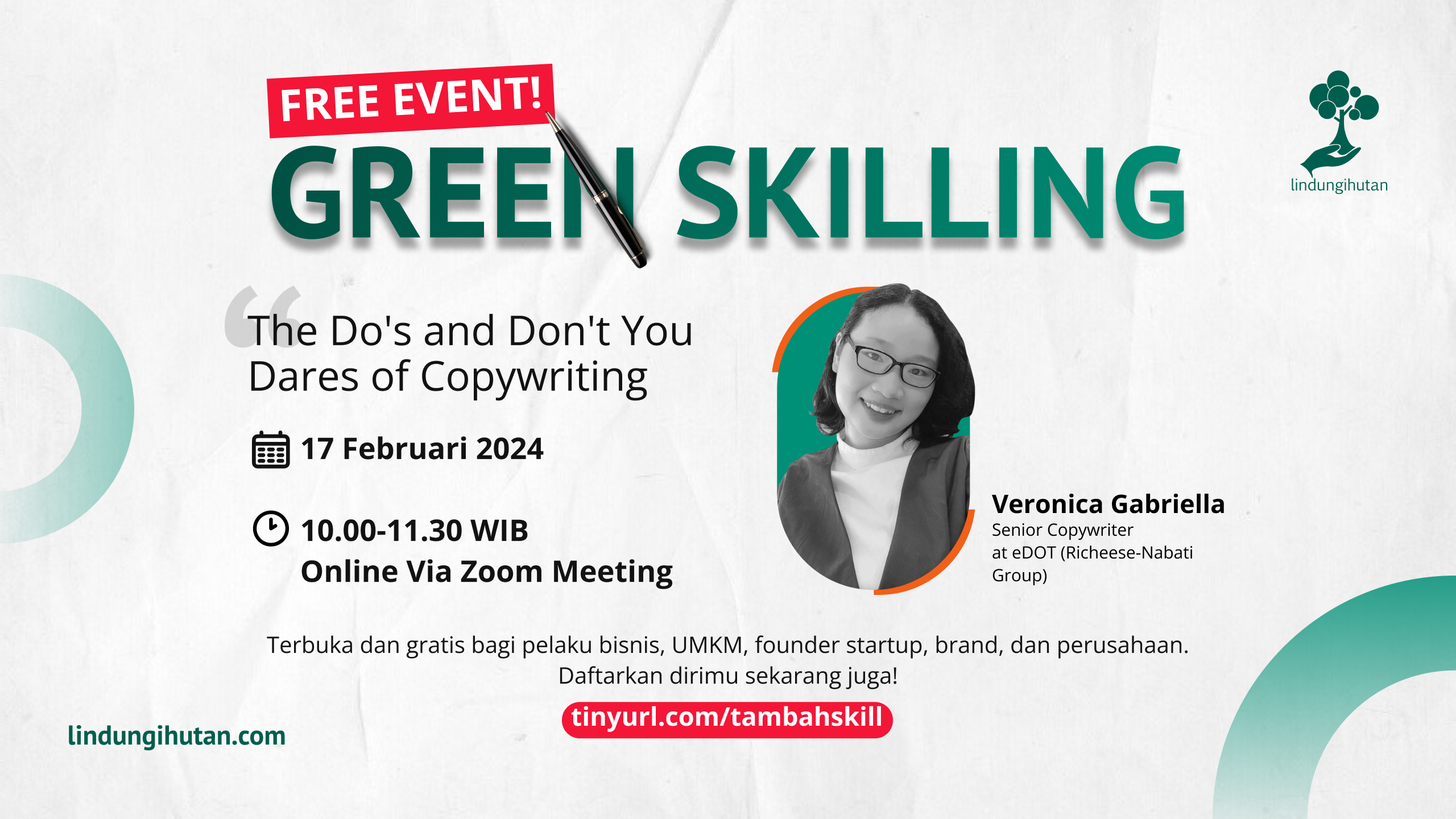 Kembali Hadir, Webinar Gratis Green Skilling Kupas Tuntas Mengenai Copywriting