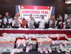 Press Release Ungkap Kasus 105 Kg. Narkoba Dipimpin Langsung Oleh Kapolda Sumsel