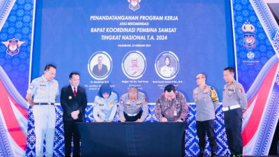 Hadiri Penandatanganan Program Kerja Pembina Samsat di Palembang, Kakorlantas Polri : Untuk Validitas Data dan Sinergi Kesamsatan Indonesia