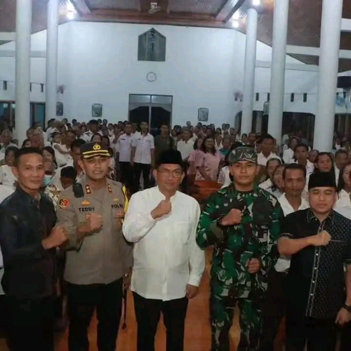 Pj . Bupati Lampung Utara dan Forkopimda Lampung Utara Memantau Jalan nya Misa di Gereja Ekaristi