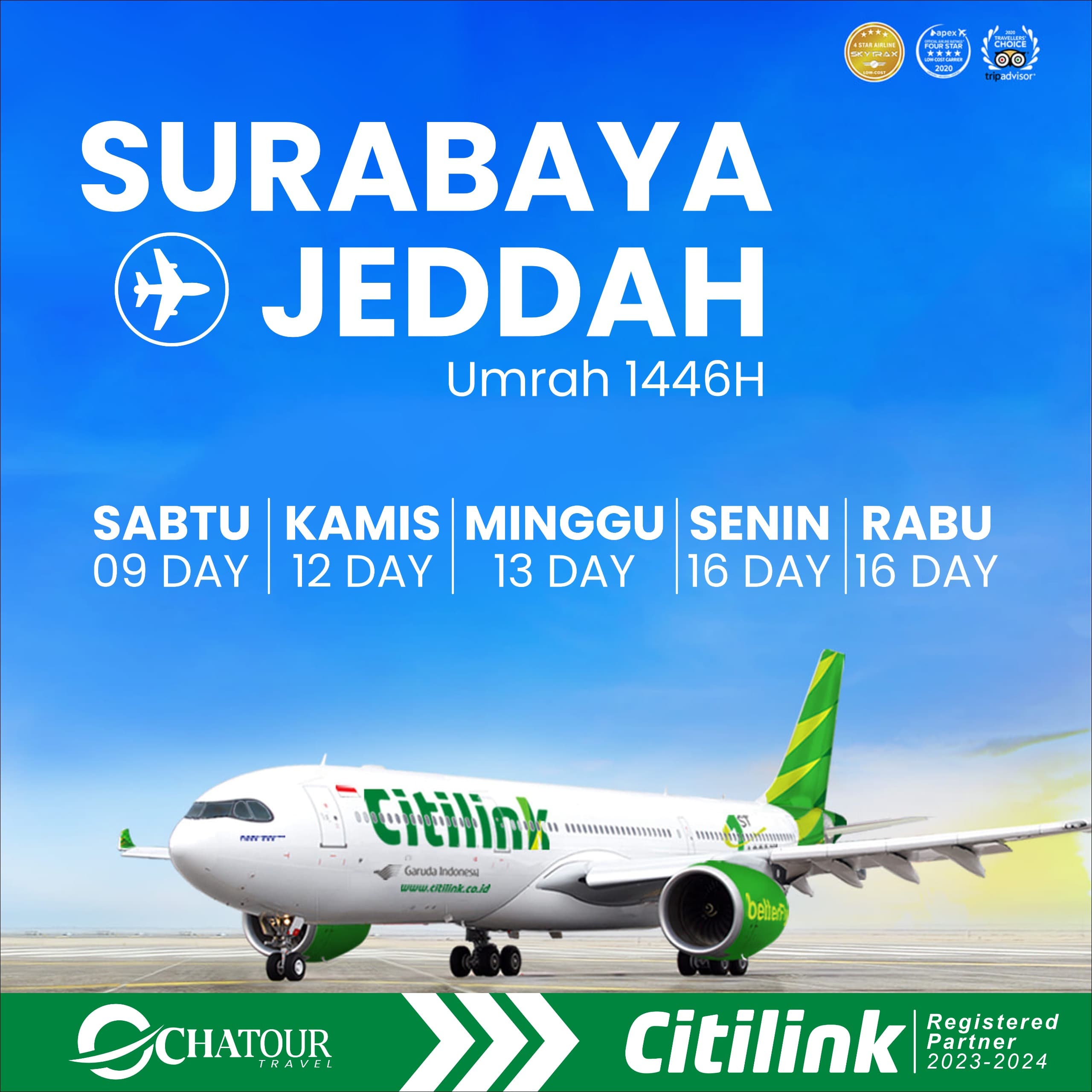 Kerjasama Dengan Citilink Indonesia, Chatour Travel Mengedepankan Pelayanan Kekeluargaan Untuk Jamaah Umrah