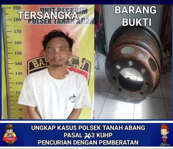 Diduga Mencuri velg Mobil Puso, Pj (25),Tahun diamankan Polsek Tanah Abang PALI