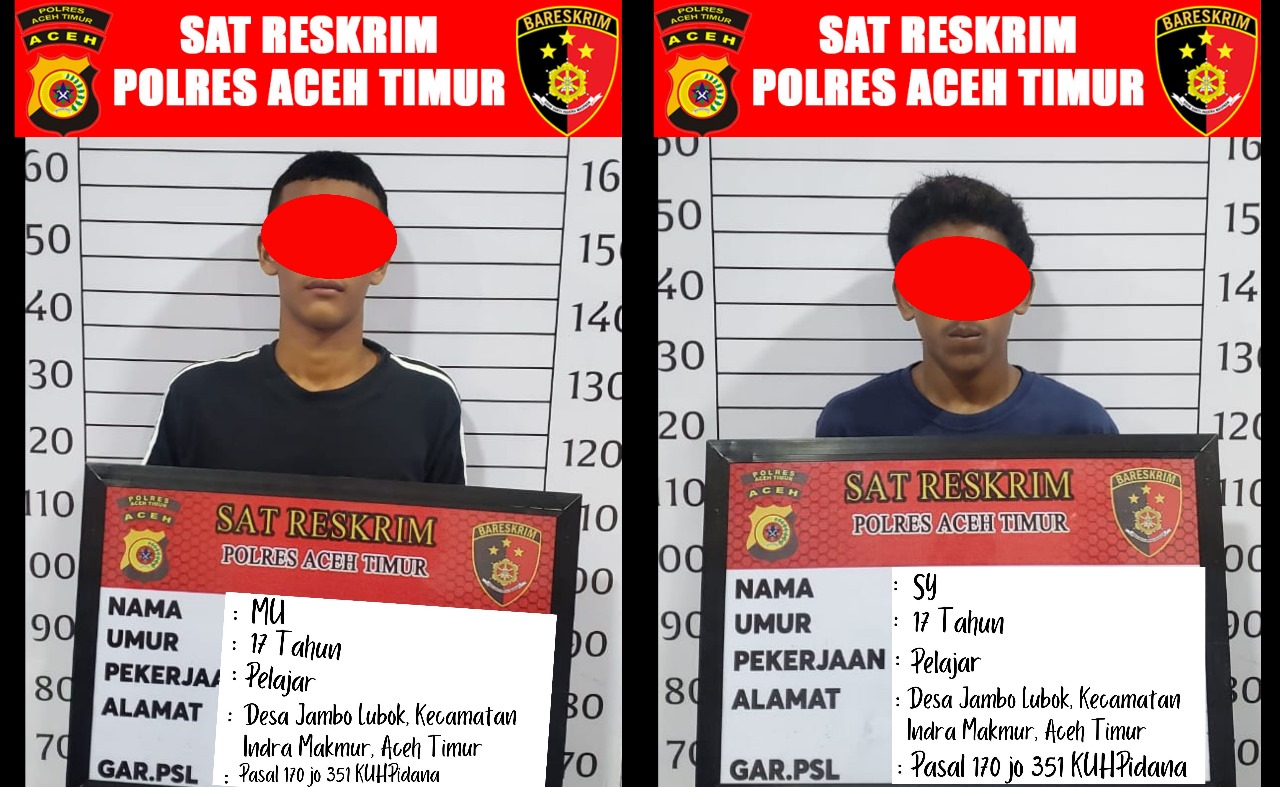 Dua Dari Tiga Pelaku Pengeroyokan Di Kecamatan Indra Makmur Menyerahkan Diri Ke Polres Aceh Timur