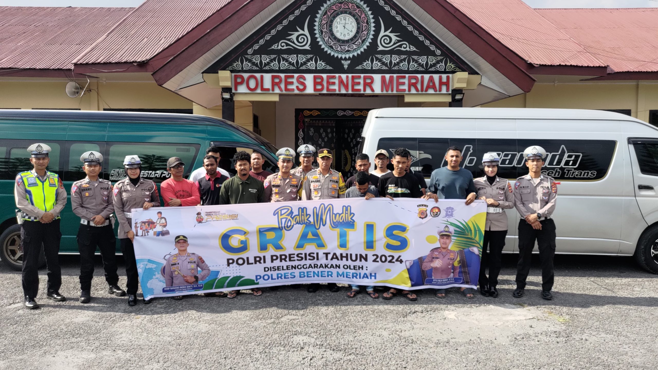 Polres Bener Meriah Berangkatkan 2 Bus Gratis untuk Pemudik