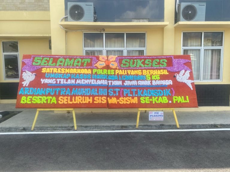 Polres PALI Dikirimi Papan Bunga Dari Masyarakat Terkait Keberhasilan Ungkap Kasus Narkoba
