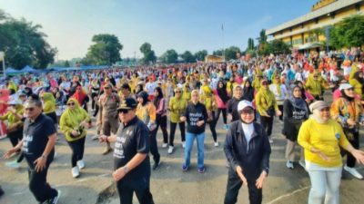 Masyarakat Lampura Ramaikan Senam Lampung  Berjaya Bersama Gubernur  Lampung