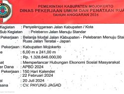 CV Payung Jagad Diduga Sepelekan Plang Papan Nama Pelaksanaan Proyek