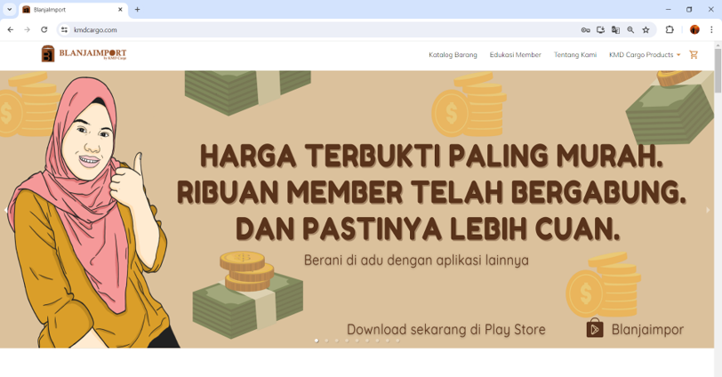 Banner pada halaman muka kmdcargo.com