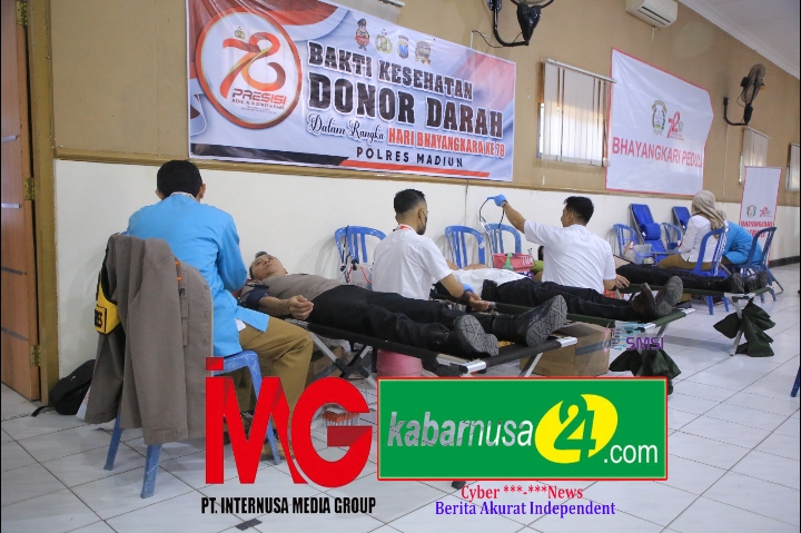 Polres Madiun Gelar Donor Darah Massal Dalam Rangka Hari Bhayangkara ke-78