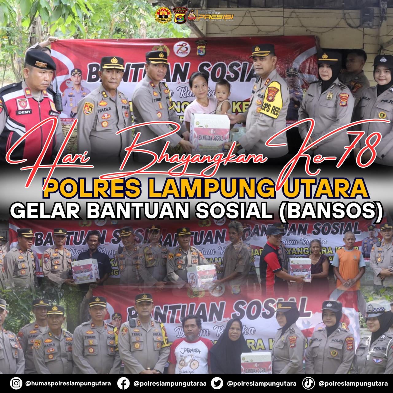 Hari Bhayangkara Ke - 78 ,Polres Lampung Utara Gelar Bantuan Sosial