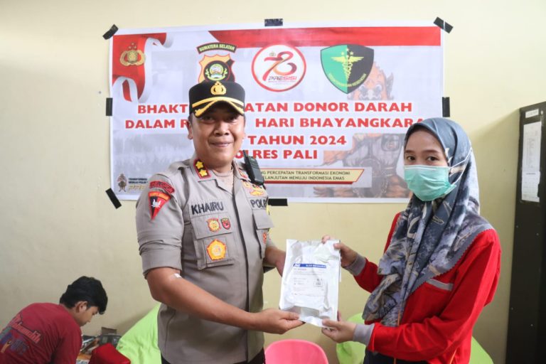 Polres PALI Polda Sumsel,Menjelang Puncak HUT Bhayangkara Ke-78 Tahun Gelar Donor Darah