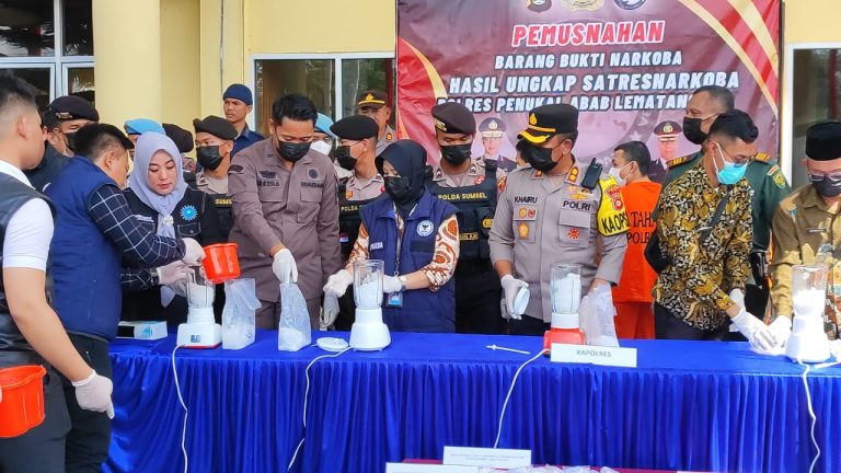 Polres PALI Menggelar kegiatan Pemusnahan Barang Bukti Sabu Hasil Tangkapan